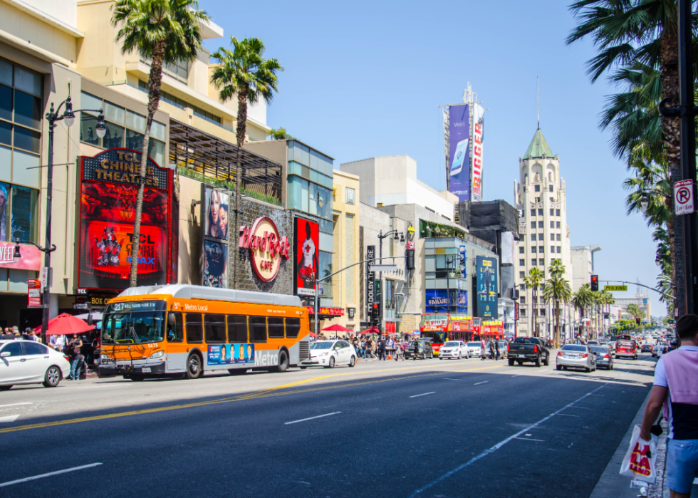 A busy street in Hollywood.