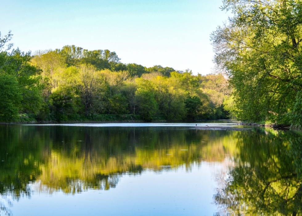 The view from Rockland dam looking north up the Brandywine river.
