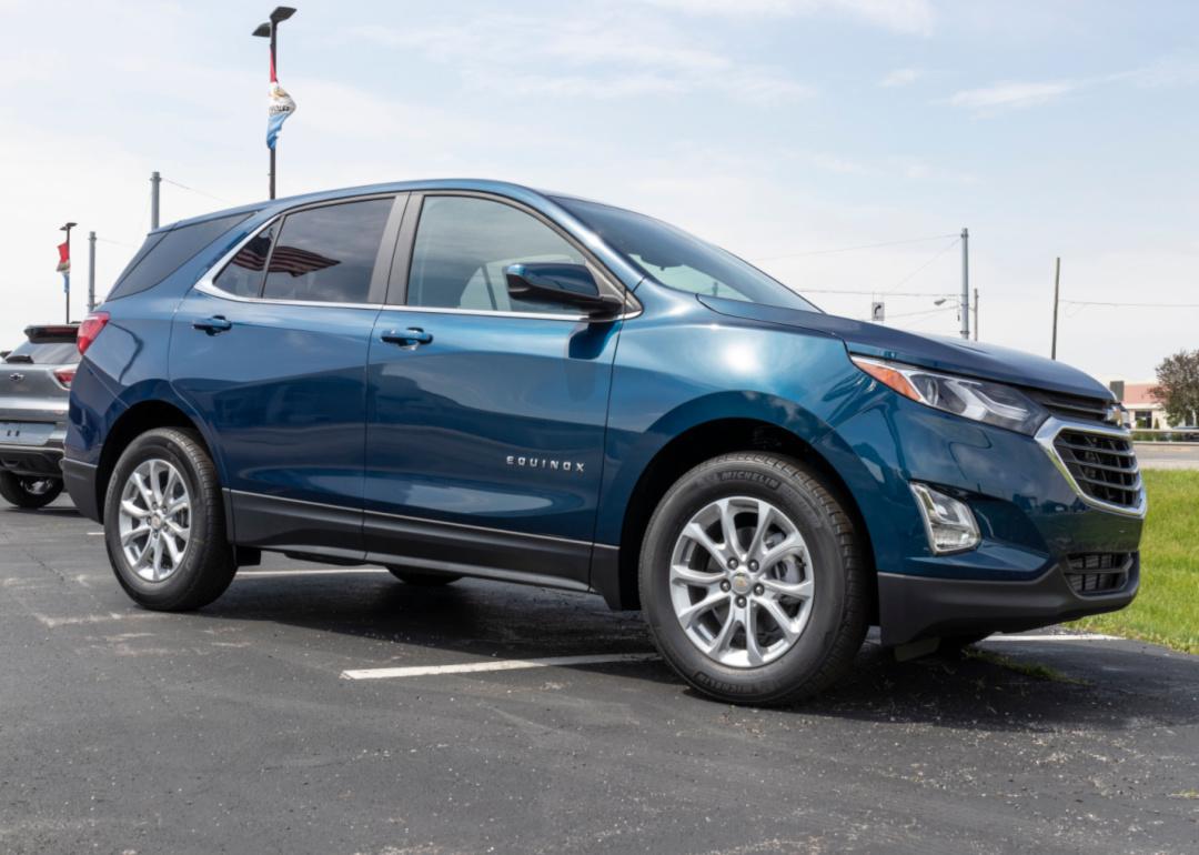 A blue Chevrolet Equinox.