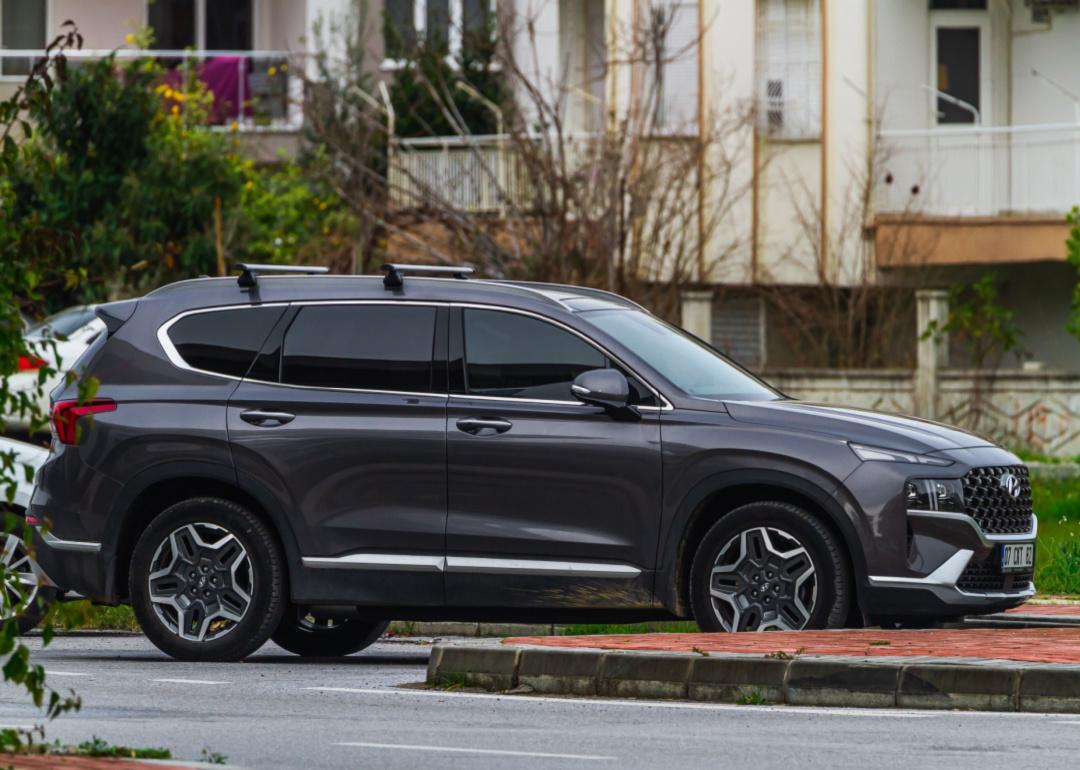 A black Hyundai Santa Fe.