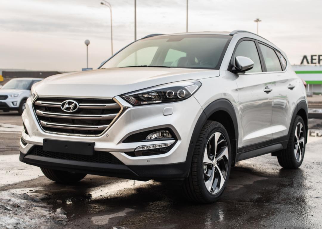 A white Hyundai Tucson.