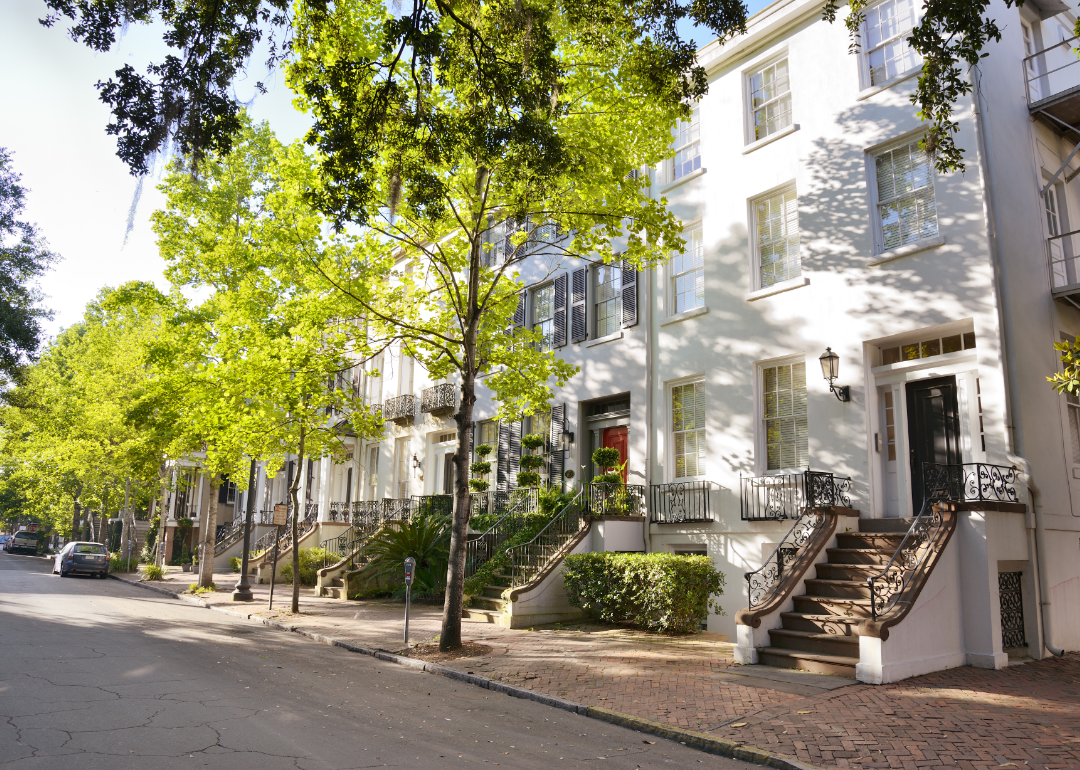 Historic row homes in Savannah, Georgia.