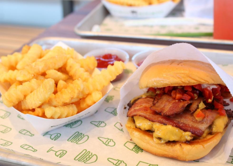 A Shake Shack bacon cheeseburger and fries.
