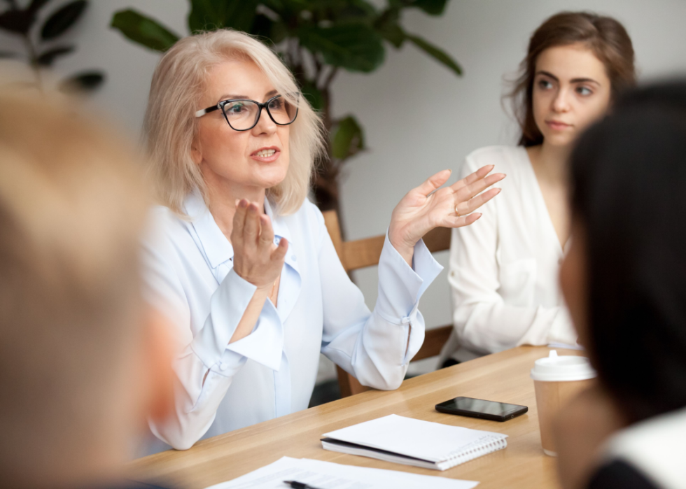 A management team having a meeting