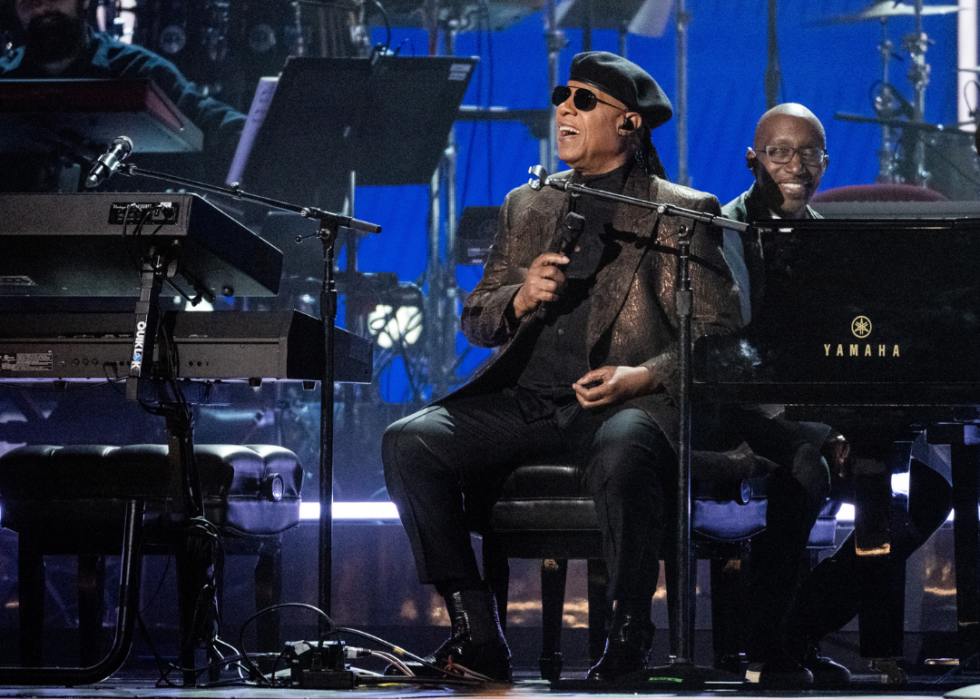 Stevie Wonder performs during the 65th GRAMMY Awards in 2023.