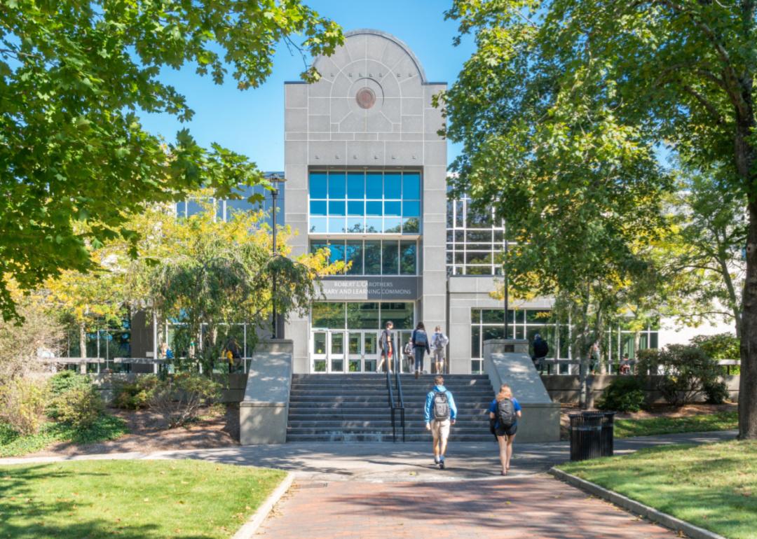 Students walking up to the University of Rhode Island.