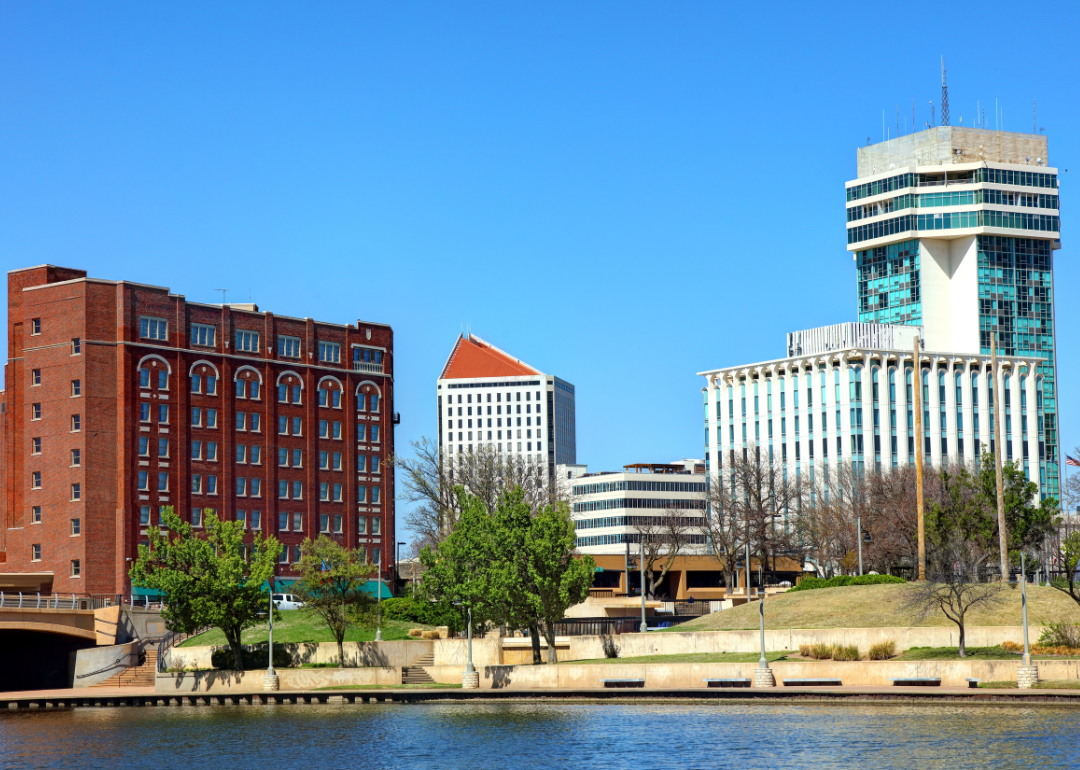 Buildings on the water in Wichita.