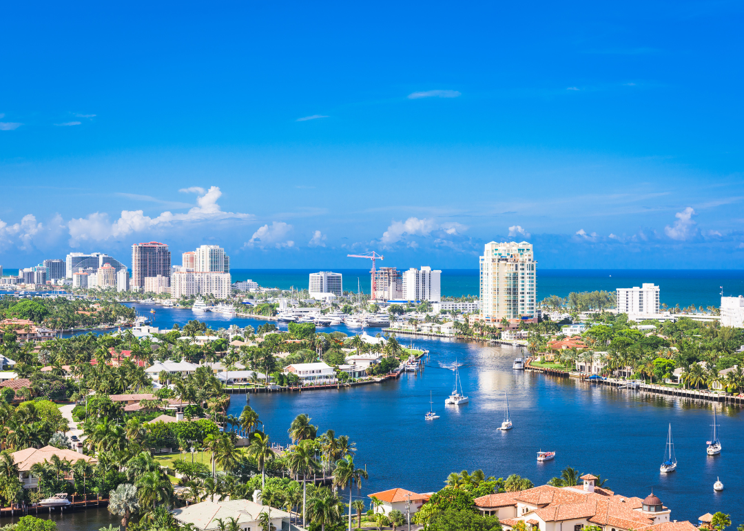 Boats and homes on the water in Fort Lauderdale.