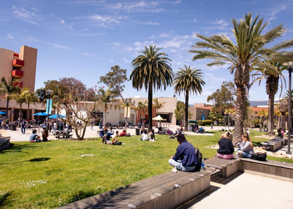 Students on the lawn at UCSB.