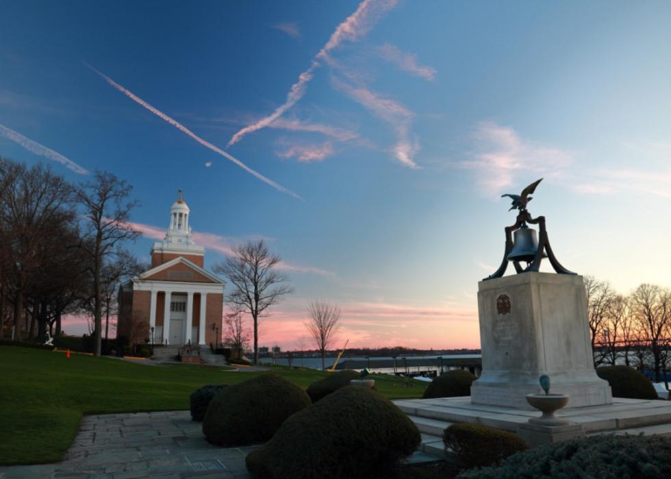 USMMA chapel and memorial bell on the water.