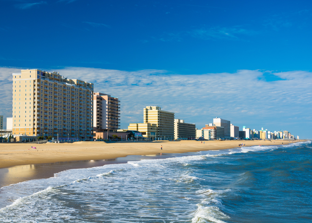 The Virginia Beach skyline as viewed from the coast
