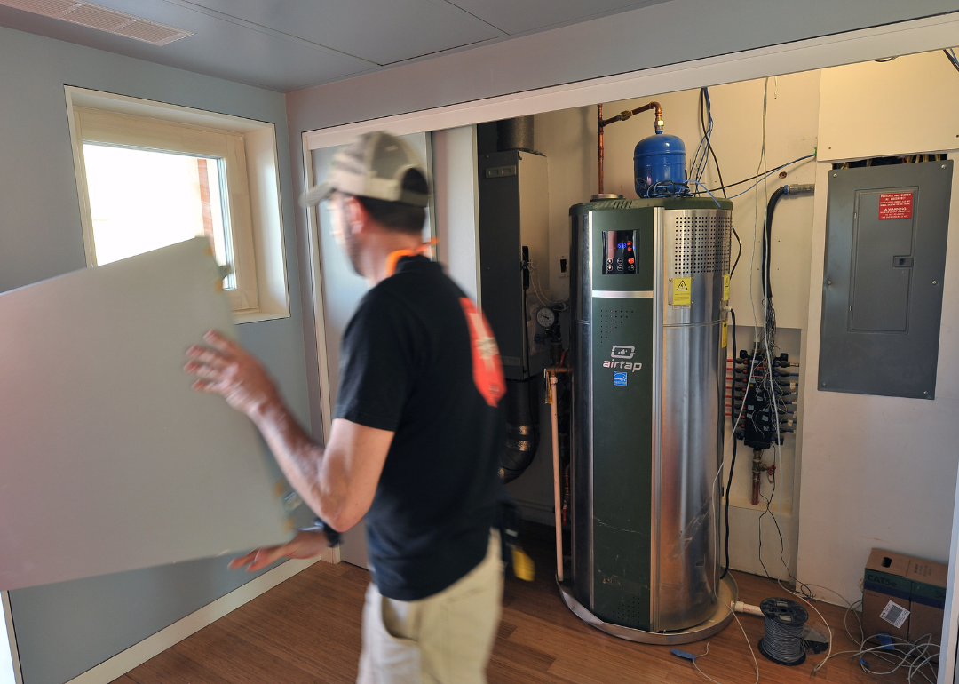 A heat pump water heater in a house