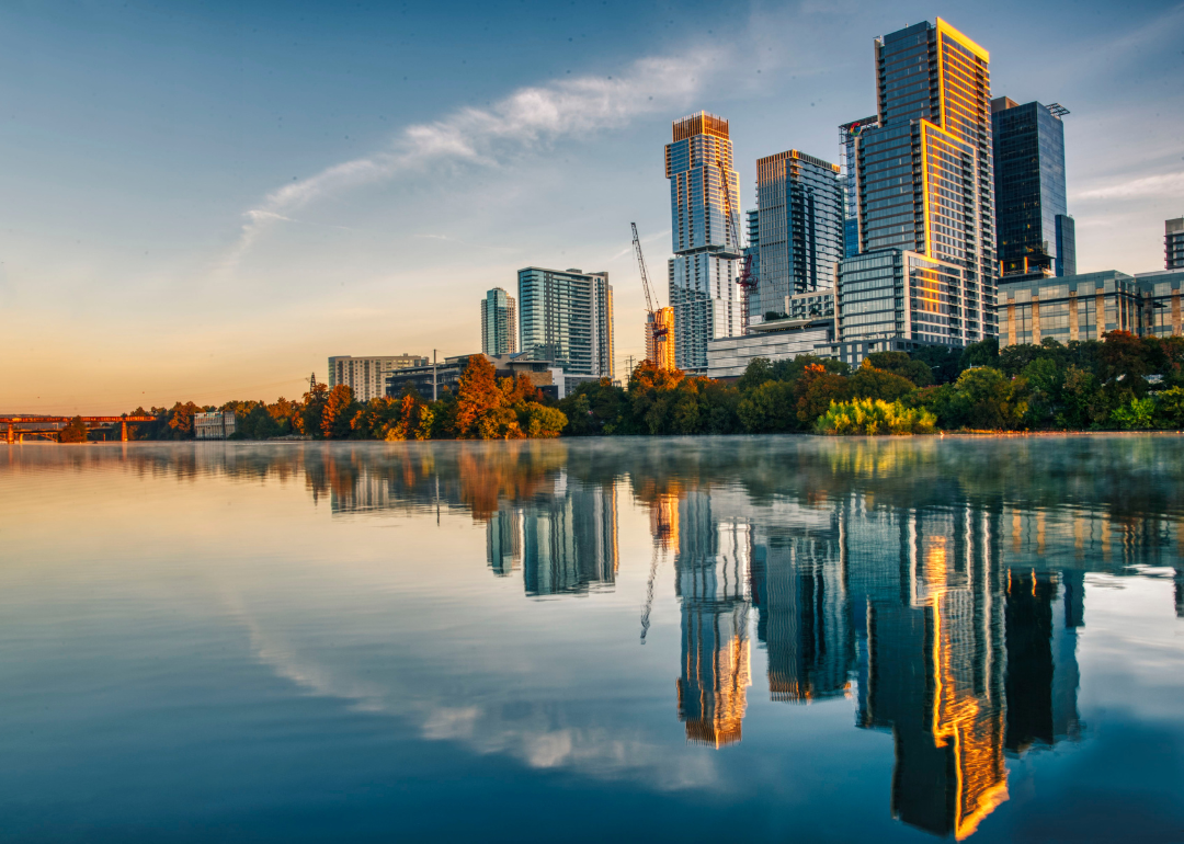 Austin's skyline at sunrise.