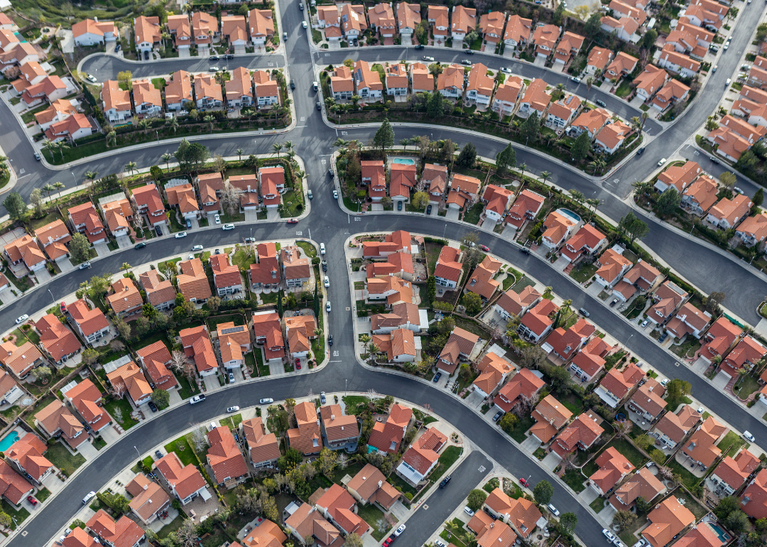 An aerial view of a California suburb.
