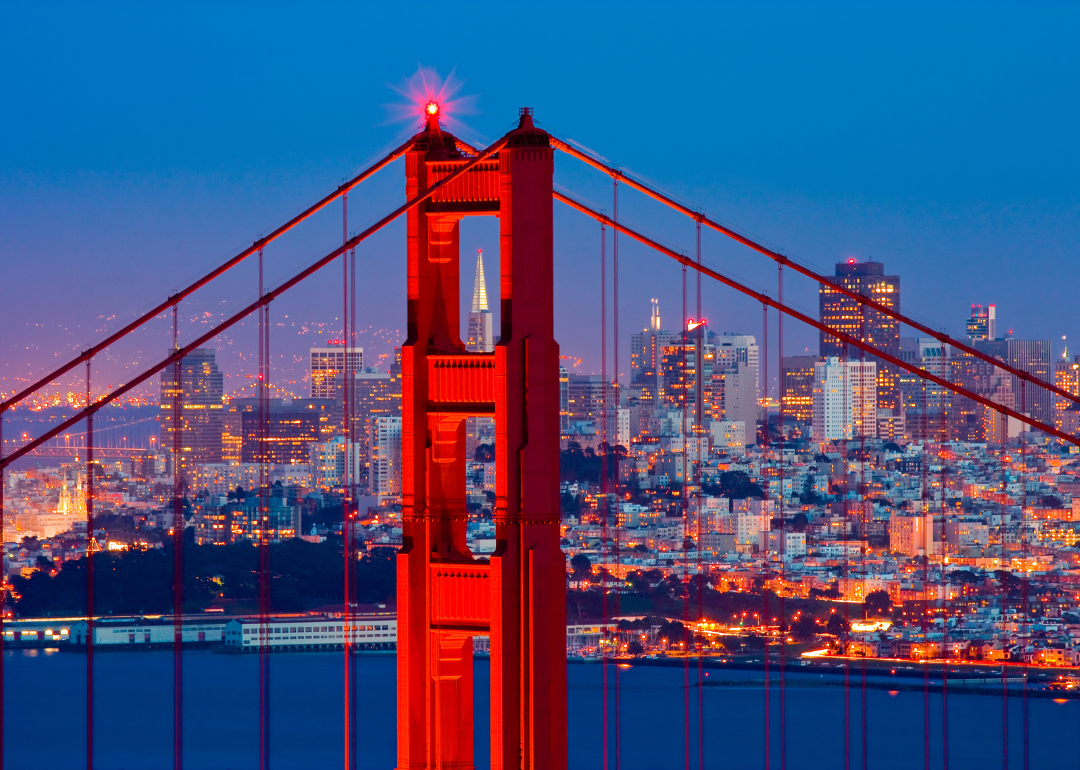 San Francisco with the Golden Gate Bridge in hte foreground.