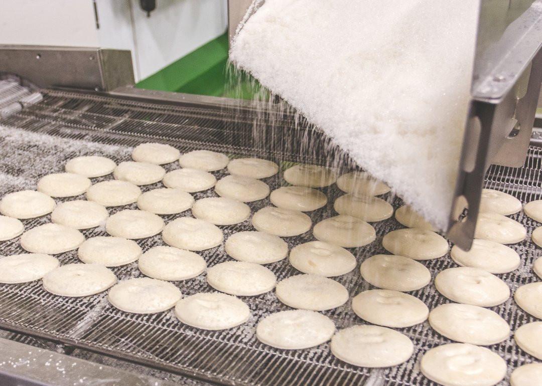 Food manufacturing at a factory.