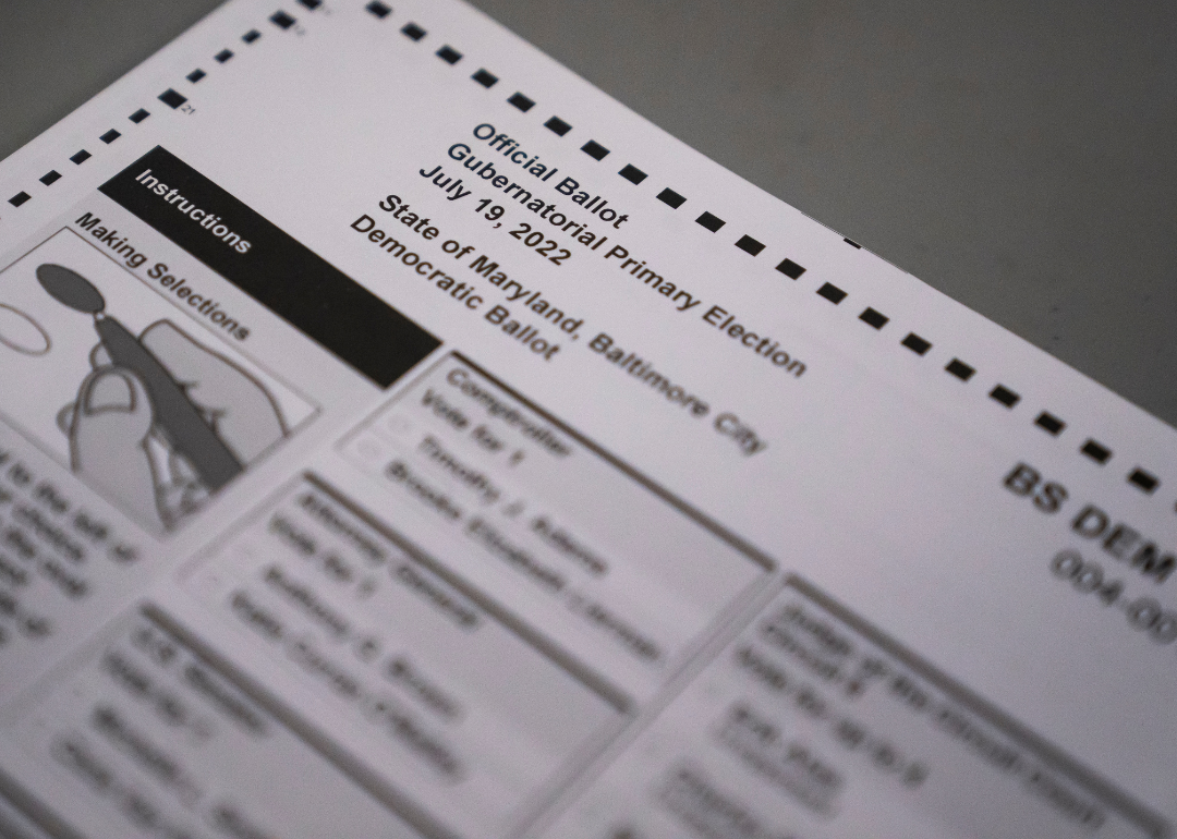A Maryland ballot from July 2022