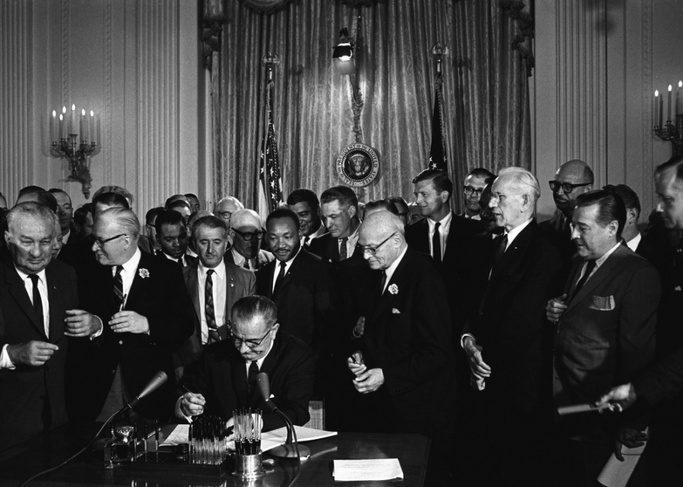Lyndon Johnson signing the1964 Civil Rights Act