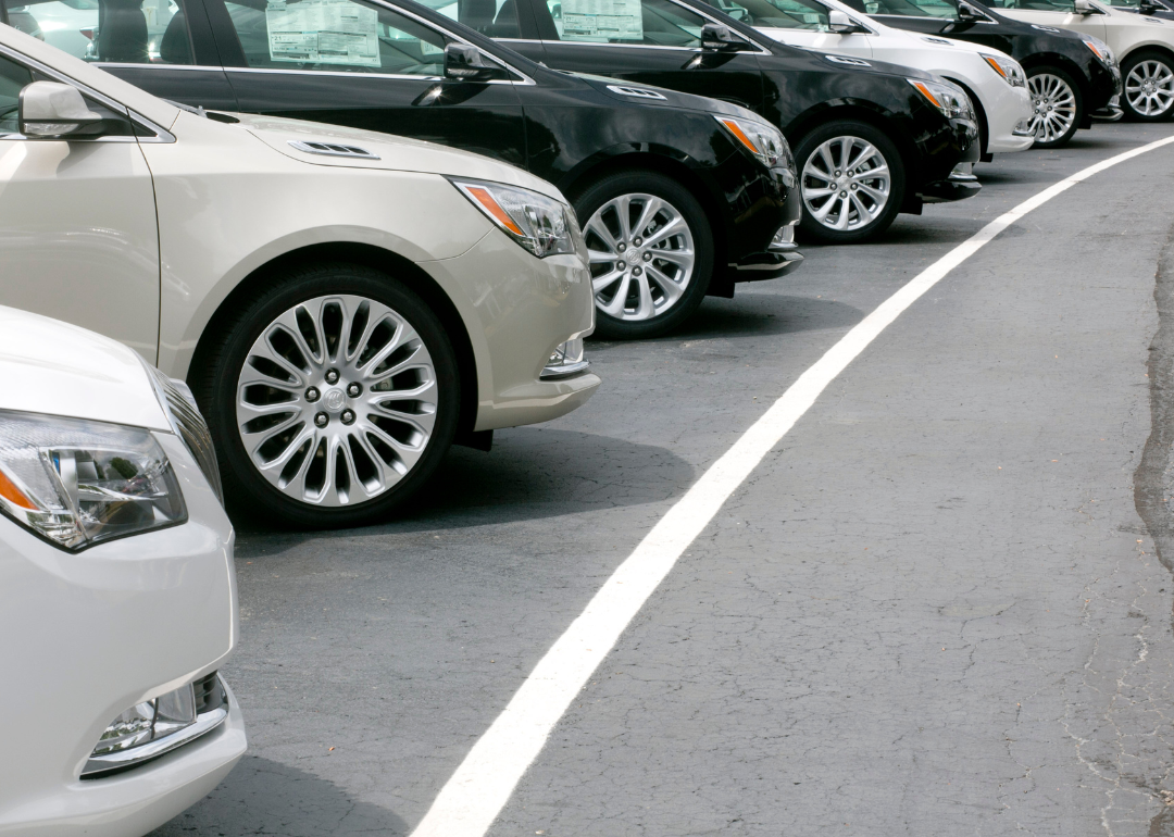 Vehicles in the lot on August 9, 2016, at Dave Arbogast Buick GMC in Troy, Ohio.