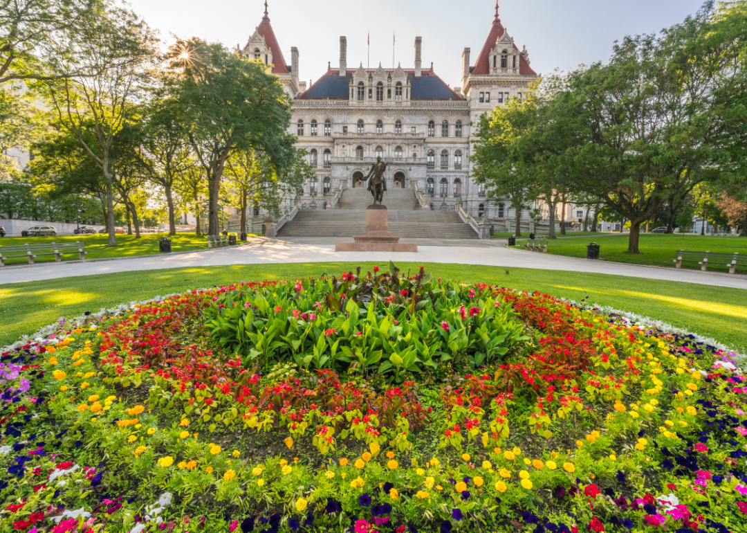 The New York State Capitol on a sunny day.