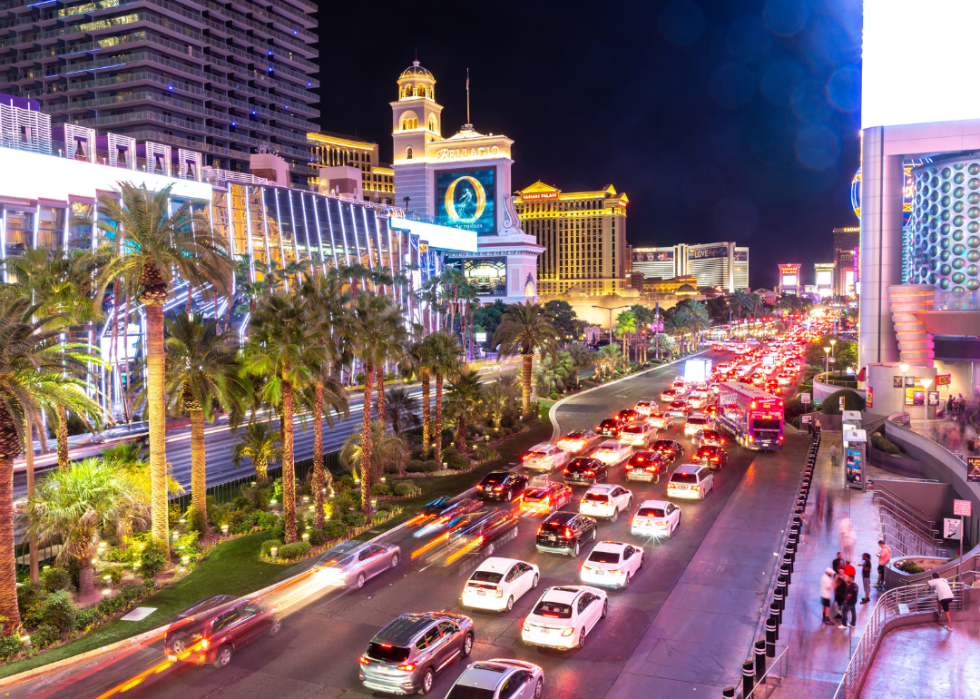 Traffic on the strip in Las Vegas, Nevada