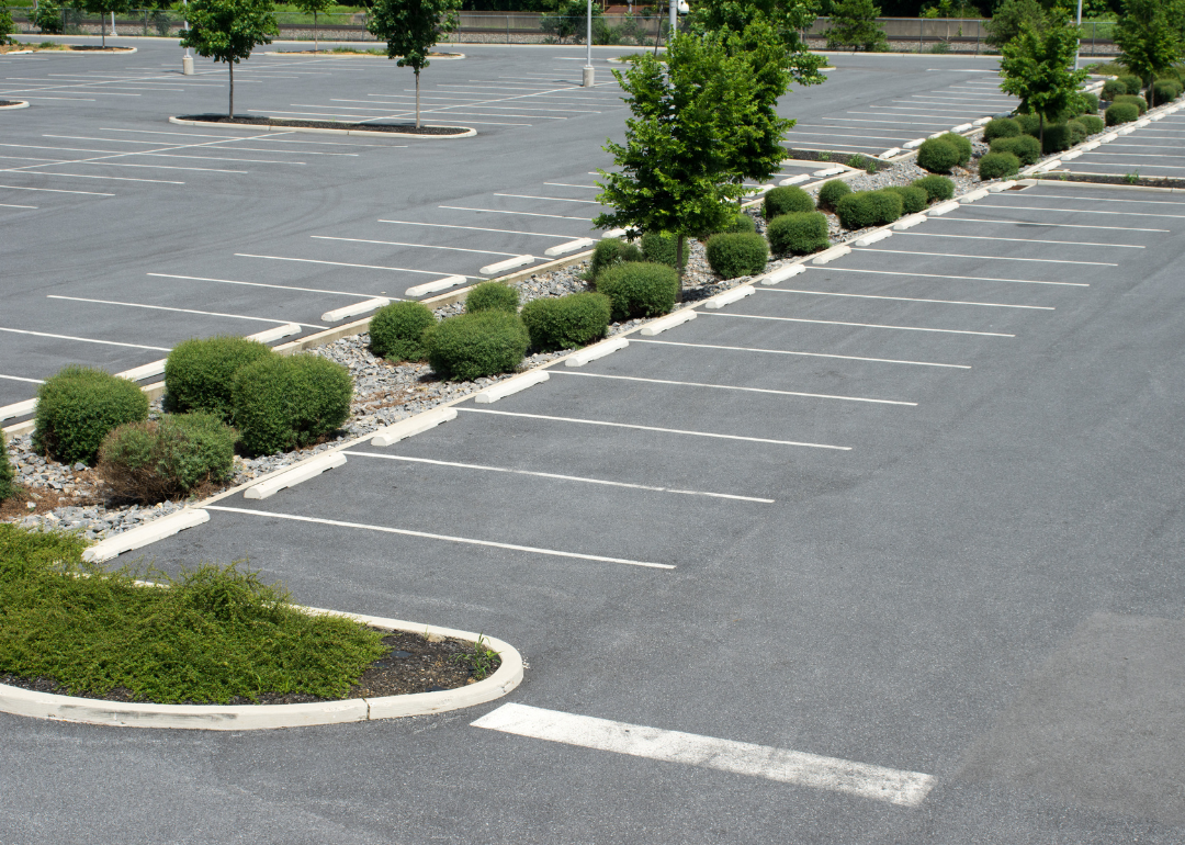 An empty parking lot.