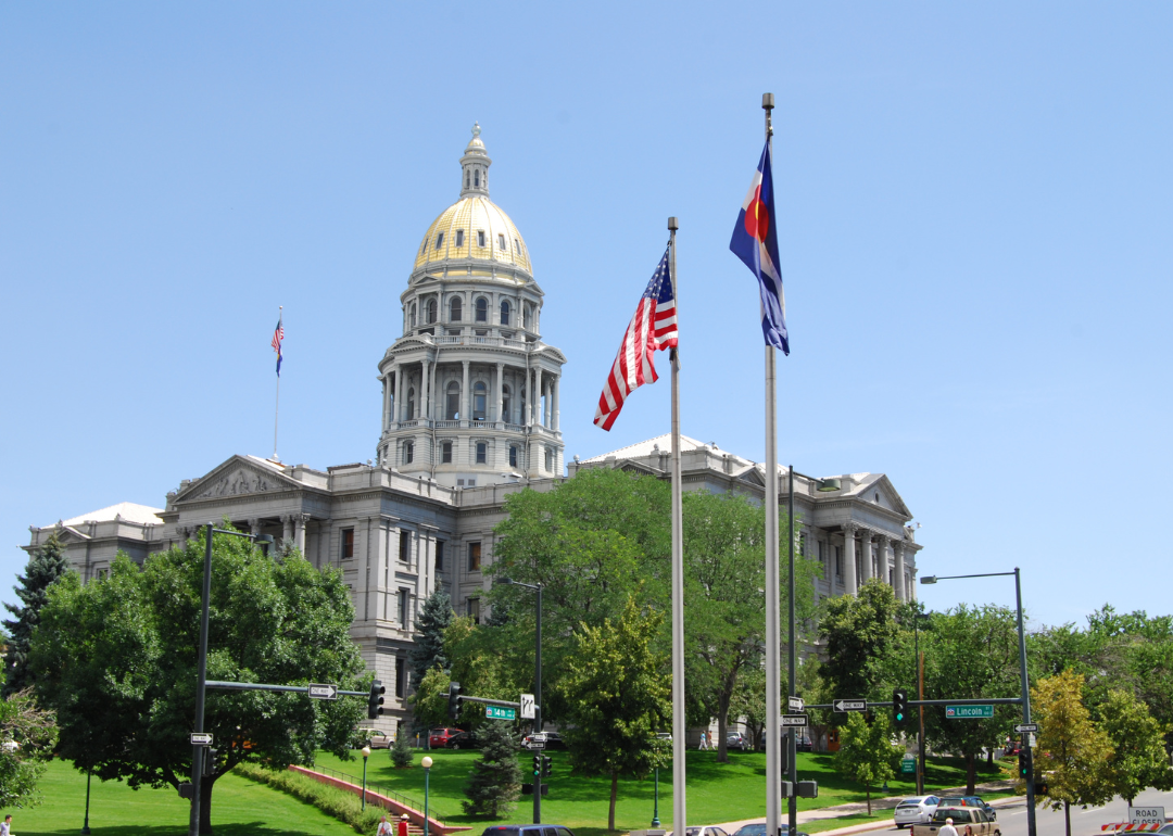 The Colorado State Capitol on a sunny day.