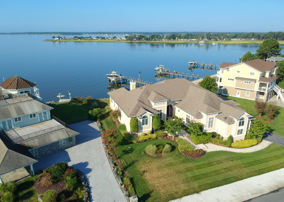 A view of the luxury waterfront homes by the bay in Rehoboth Beach.