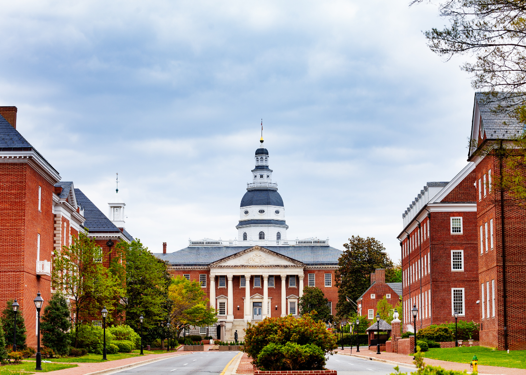 The Maryland State Capitol building on Bladen Street.