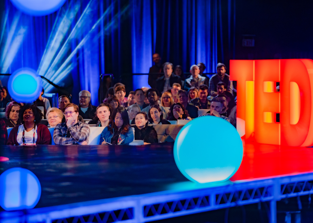 Attendees watching a live talk in the Community Theater at TED 2018. 