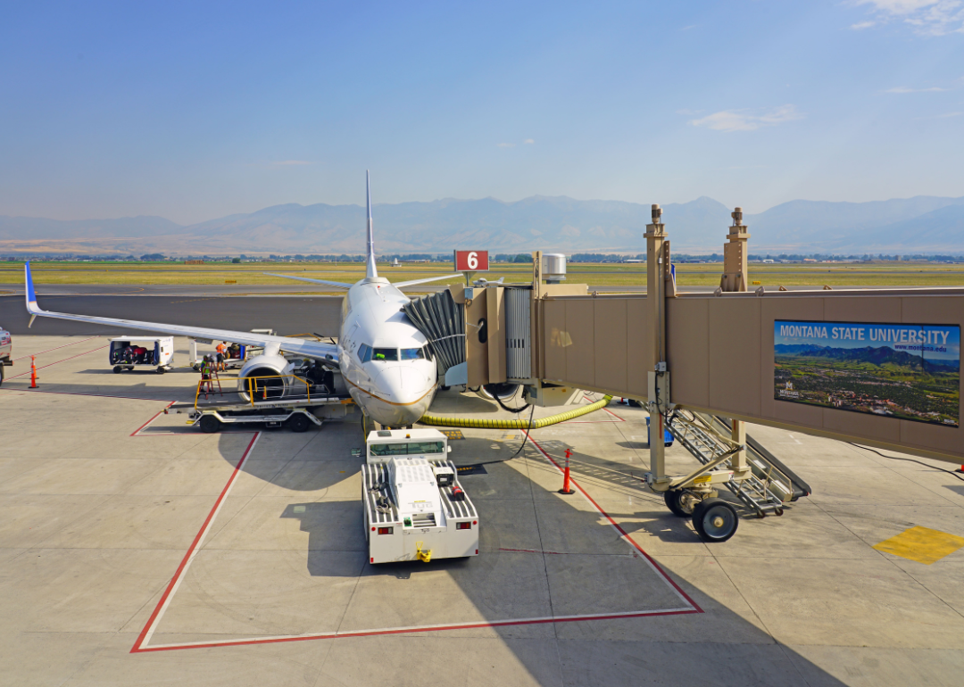 A plane at the Bozeman Yellowstone International Airport.