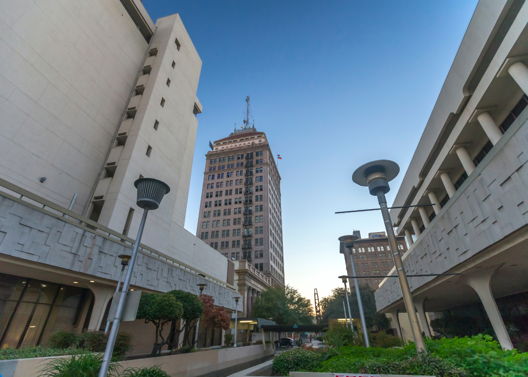 A street-level view of downtown Fresno.