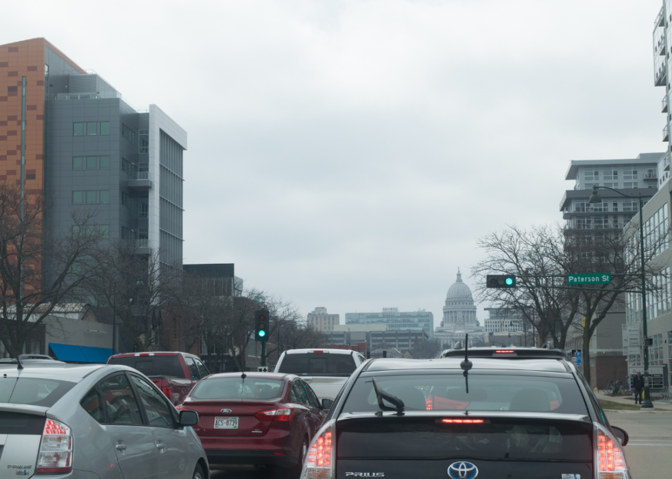 Cars driving in Madison, Wisconsin