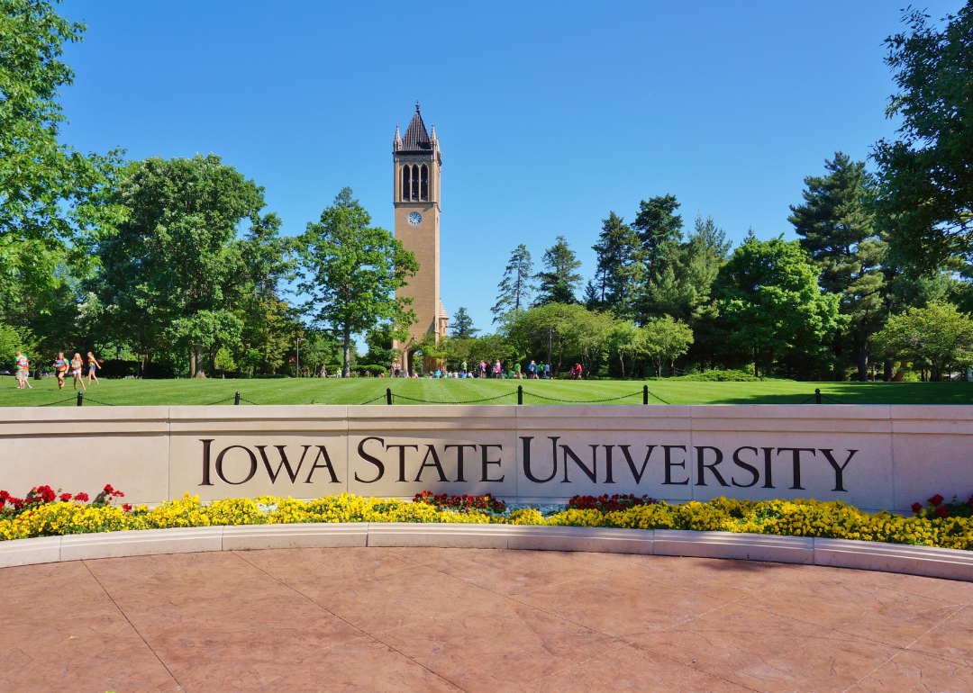 The landmark Stanton Carillon Bell Tower Campanile on the campus of Iowa State University.