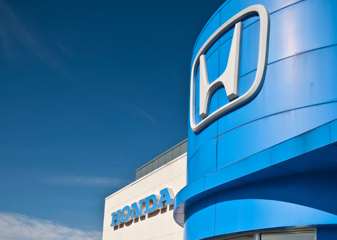 The storefront of a Honda dealership.