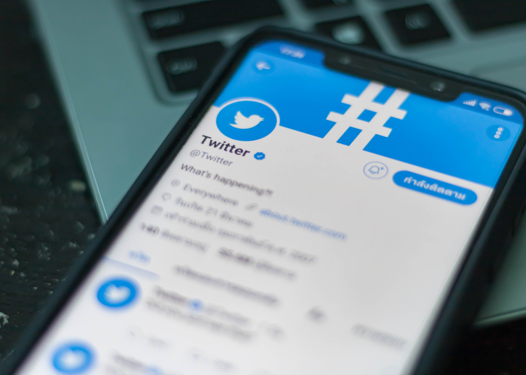 A phone open to Twitter