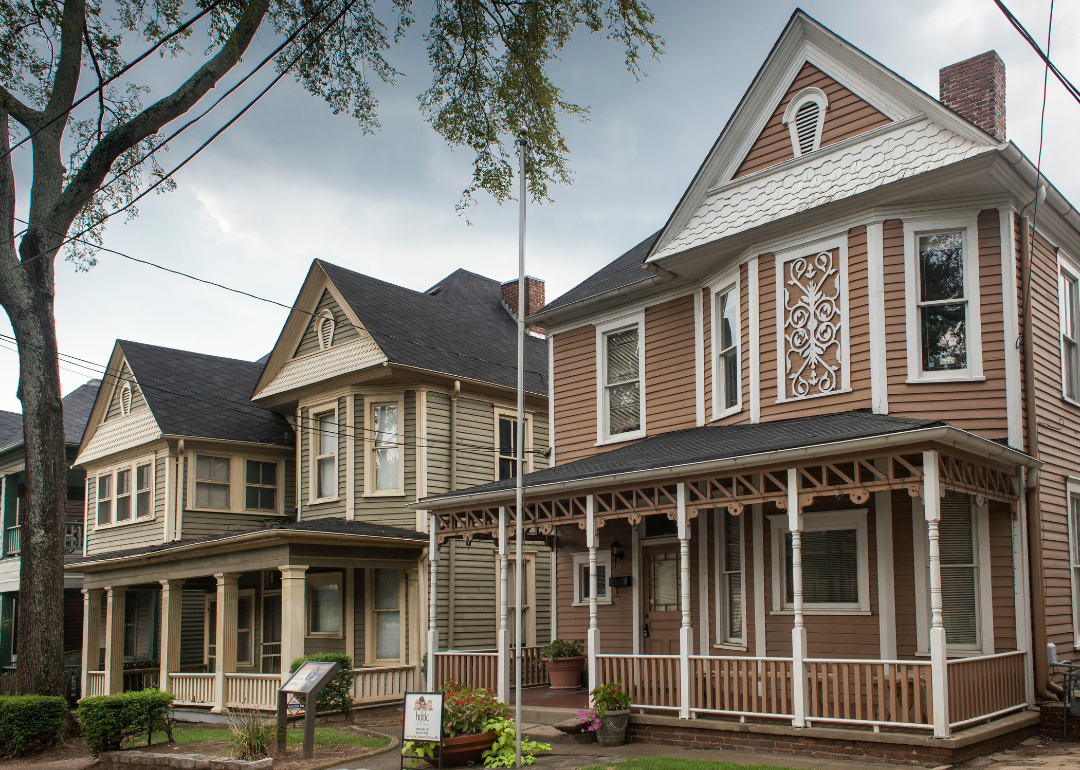 A row of houses on Auburn Avenue in the King Historic District of Atlanta.
