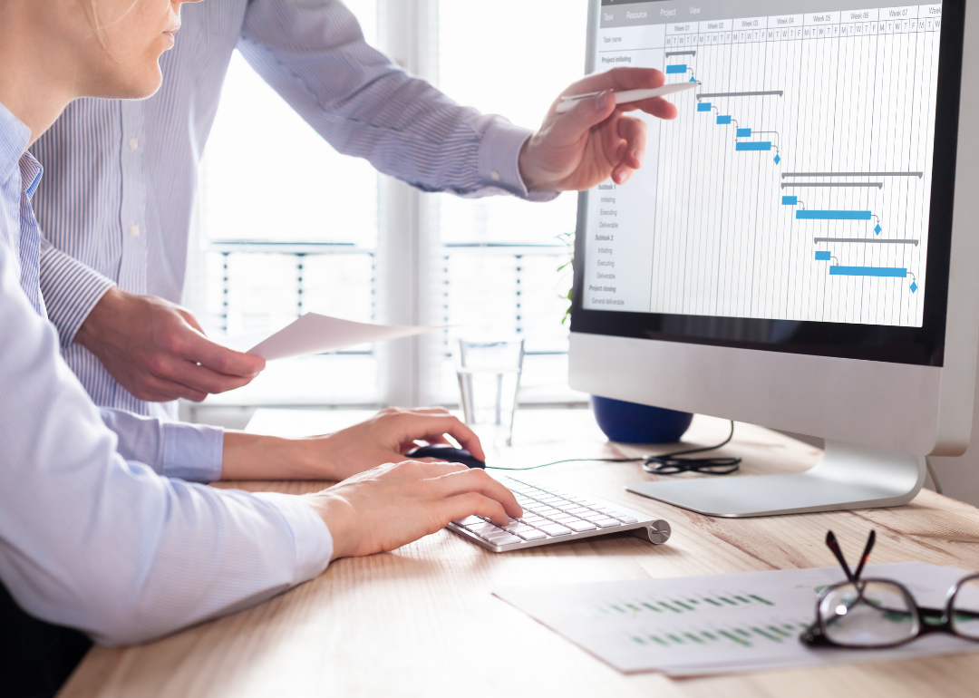 A project management specialist updating a project schedule