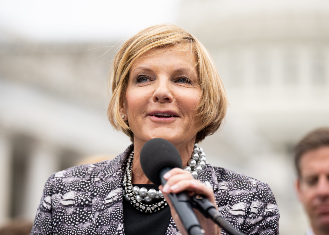 Rep. Susie Lee, D-Nev., speaking during the news conference on the Invest to Protect Act outside the Capitol on Thursday, May 12, 2022.