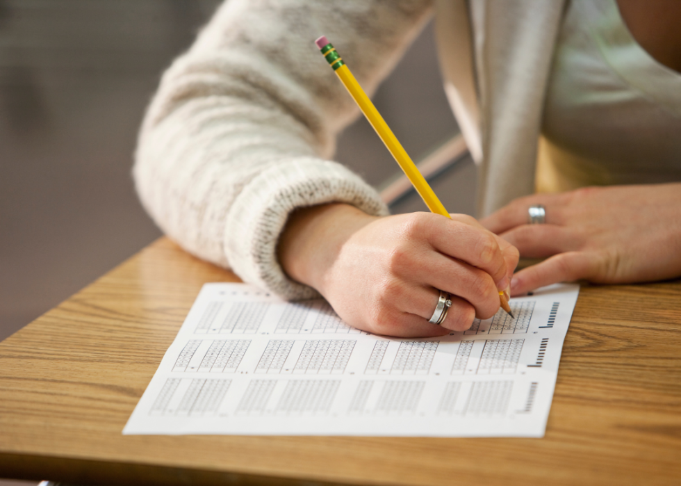 A person taking an exam