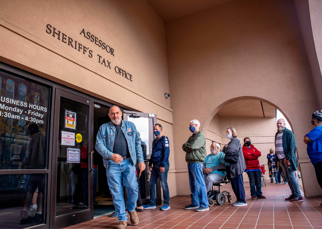 Early voters outside of the Judge Black Annex polling location in Parkersburg, West Virginia