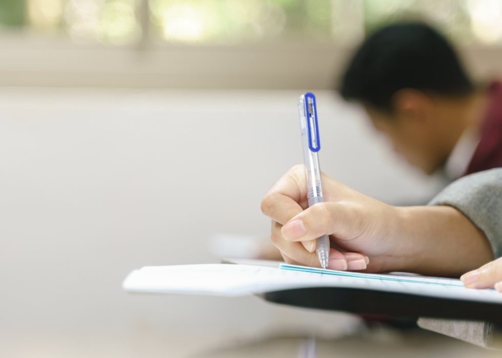 Students taking an exam