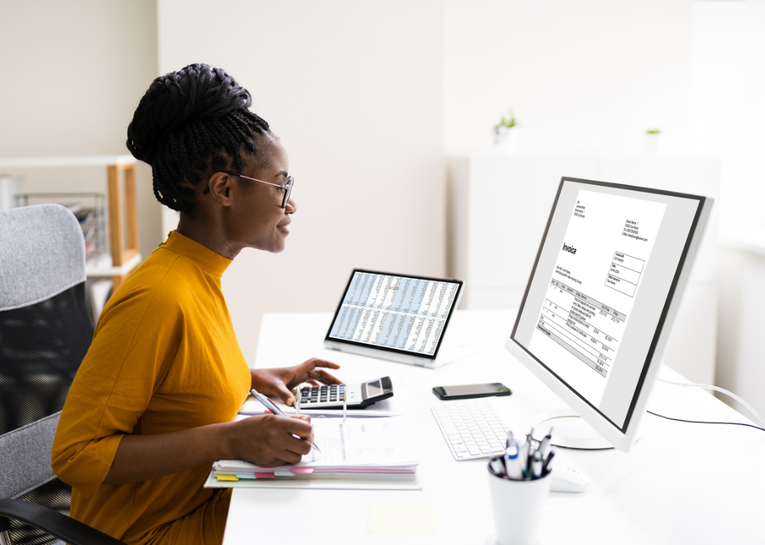 An accountant working at their desk