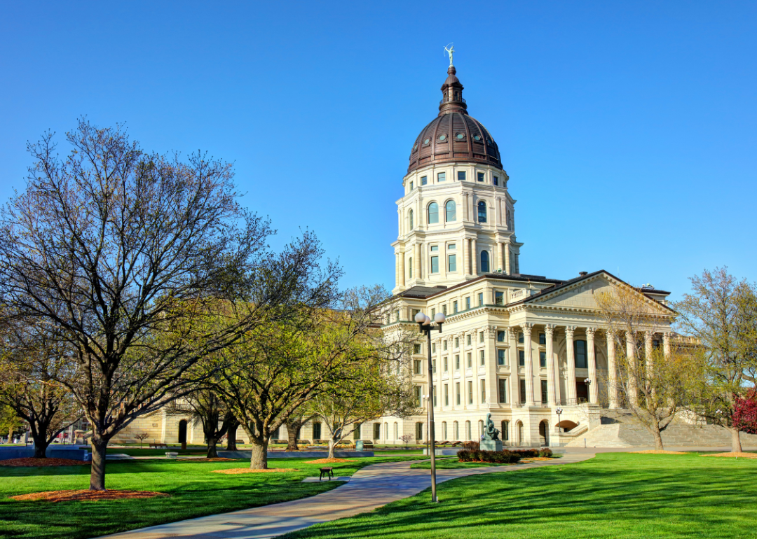 The Kansas State Capitol on a sunny day.
