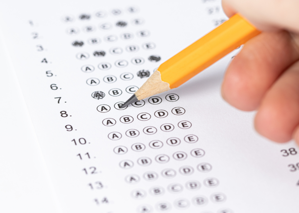 An answer sheet for a multiple choice test.
