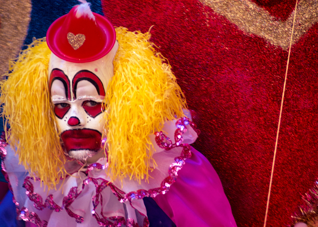 A sad clown in 1977.