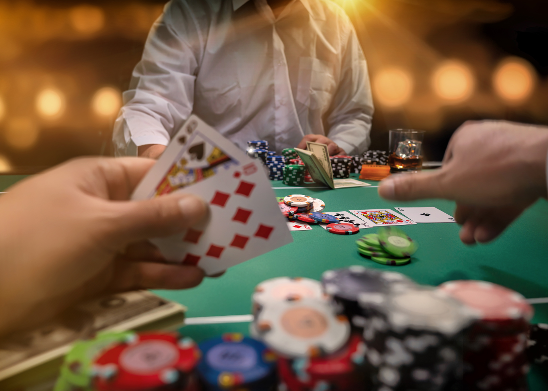 A high-stakes poker game.
