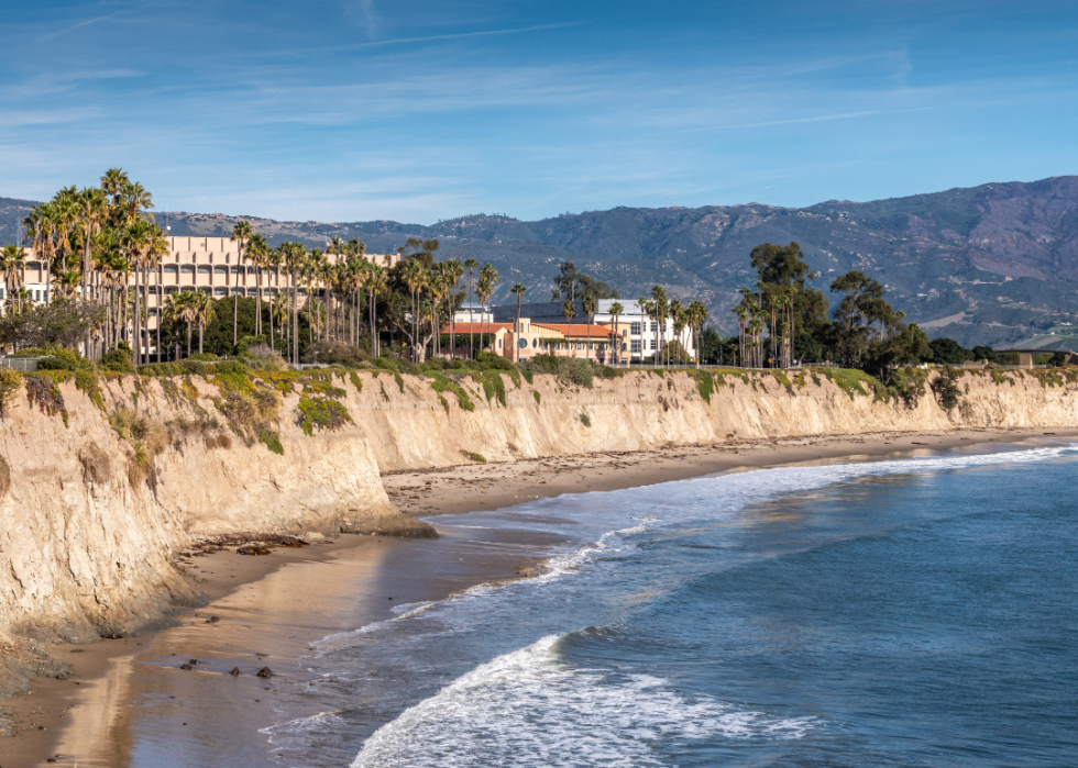 Beachfront beige cliffs in Goleta, California