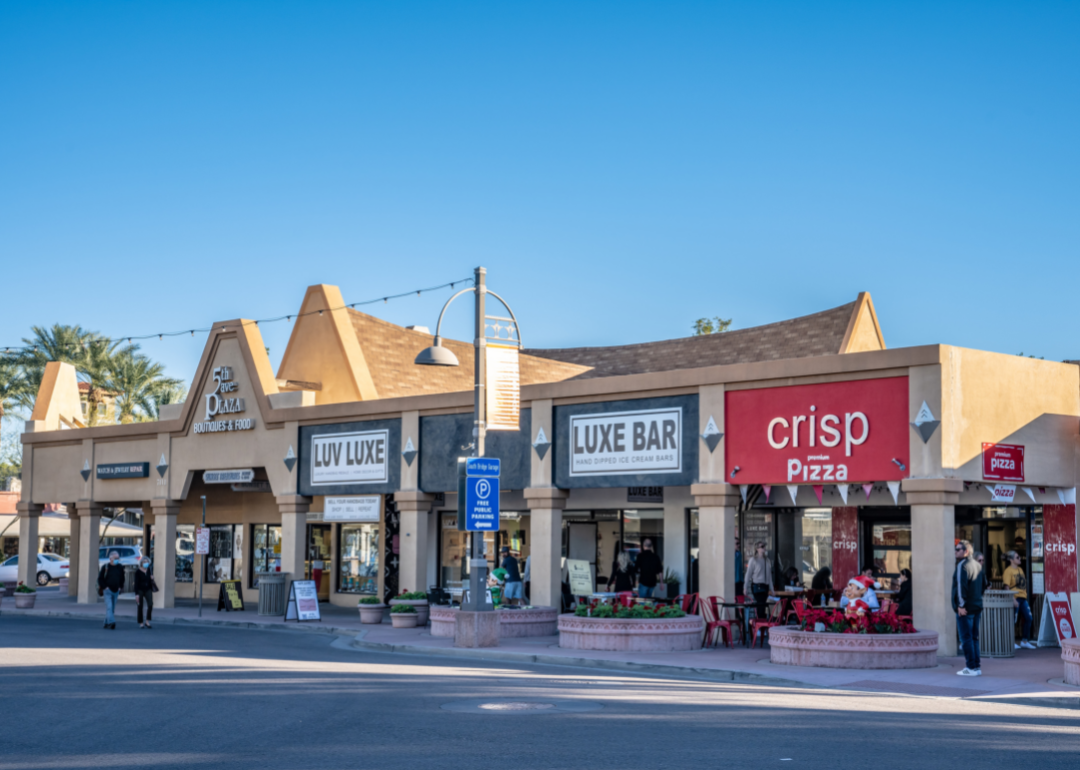 Store fronts in Old Town Scottsdale, the historic part of town.