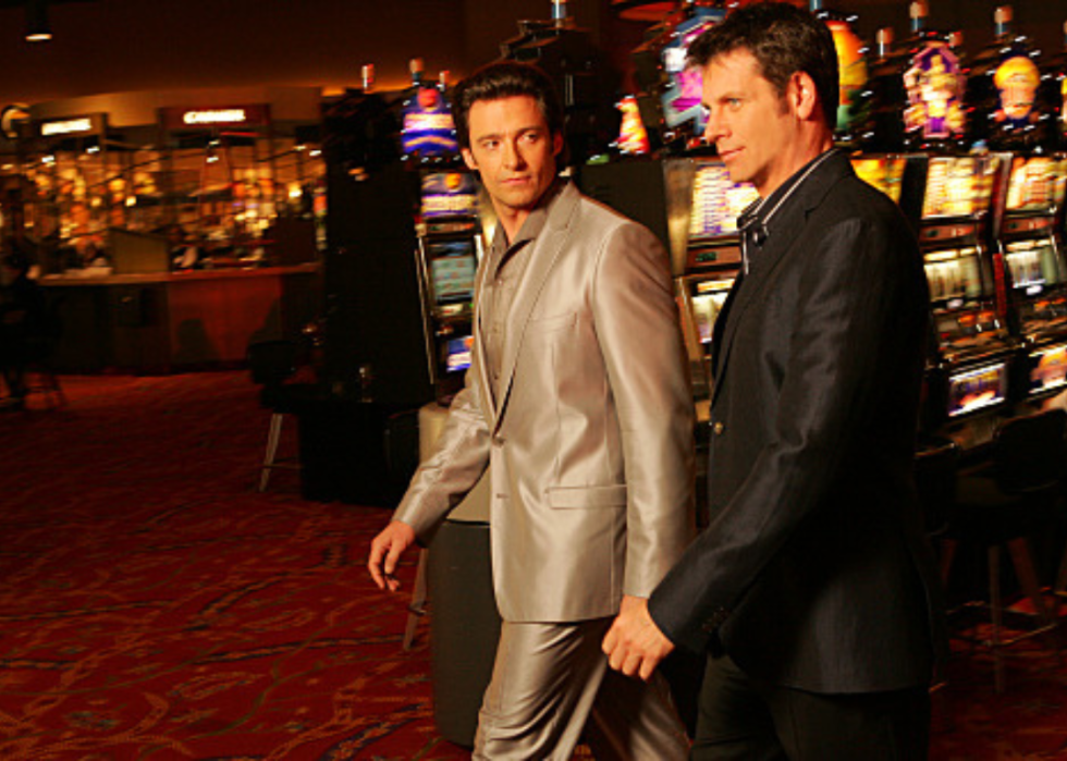 Hugh Jackman and Lloyd Owen at a casino.